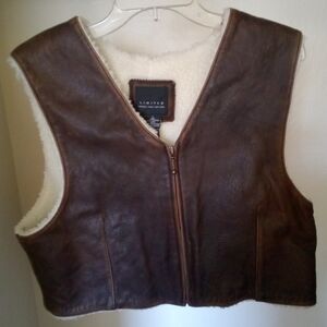 Vintage Limited London Paris York Leather Sherpa Cropped Western Vest